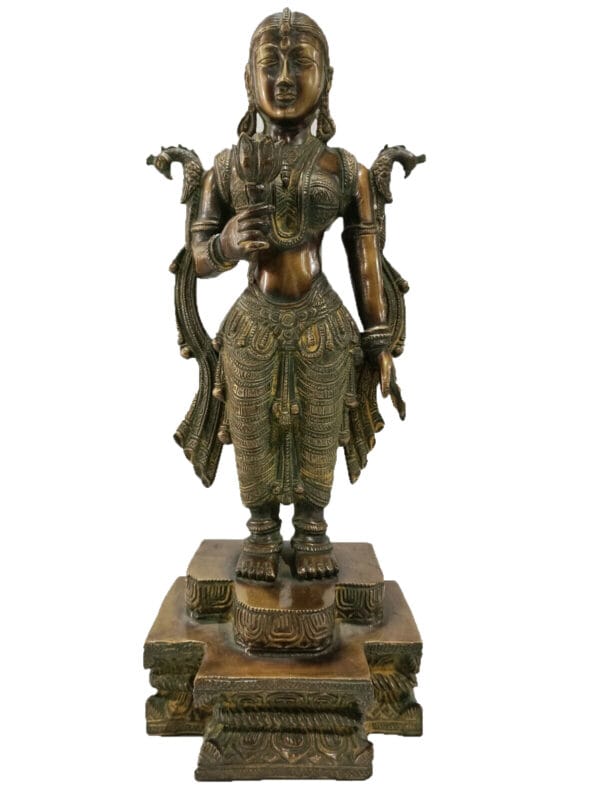 Exceptional 34" Vintage Bronze Deeplaxmi Statue - Image 2