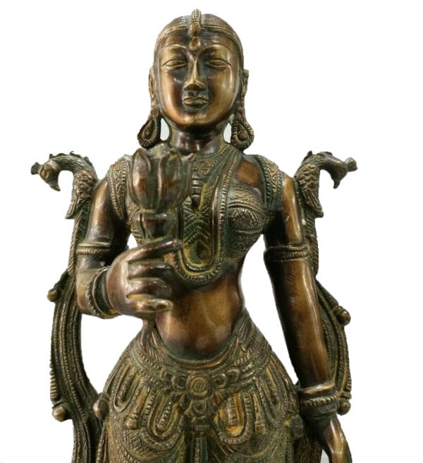 Exceptional 34" Vintage Bronze Deeplaxmi Statue