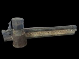 Rare Antique Mughal Brass Qalamdan – Pen Case & Inkwell