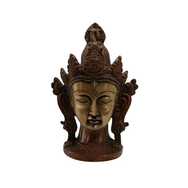 Elegant Bronze Tara Devi Head – Exquisite Spiritual Sculpture