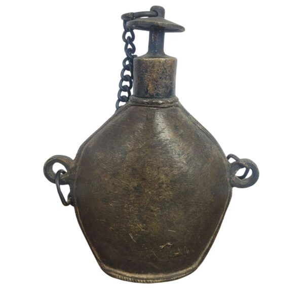 Antique Brass Gunpowder Flask (Baarood Dani) – 6x4 Inches - Image 2