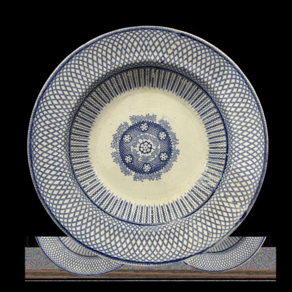 Antique J. Pratt & Co. Blue and White Porcelain Plate Set of 4 - 9in Dia - Image 2