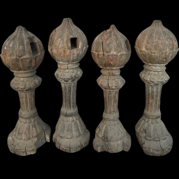 Royal Mughal Era Hand-Carved Wooden Bed Legs – Set of 4 - Image 2