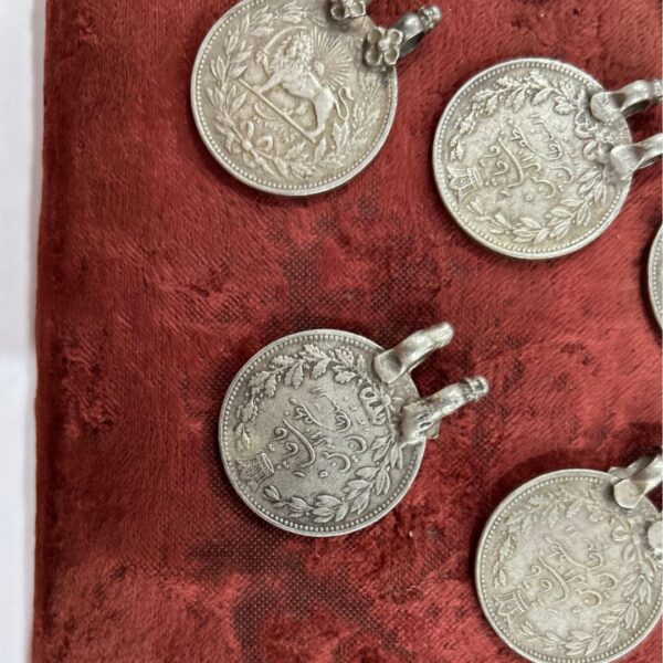 Antique Set of 8 Silver Iran Coins Transformed into Exquisite Pendants (20g Each) - Image 2