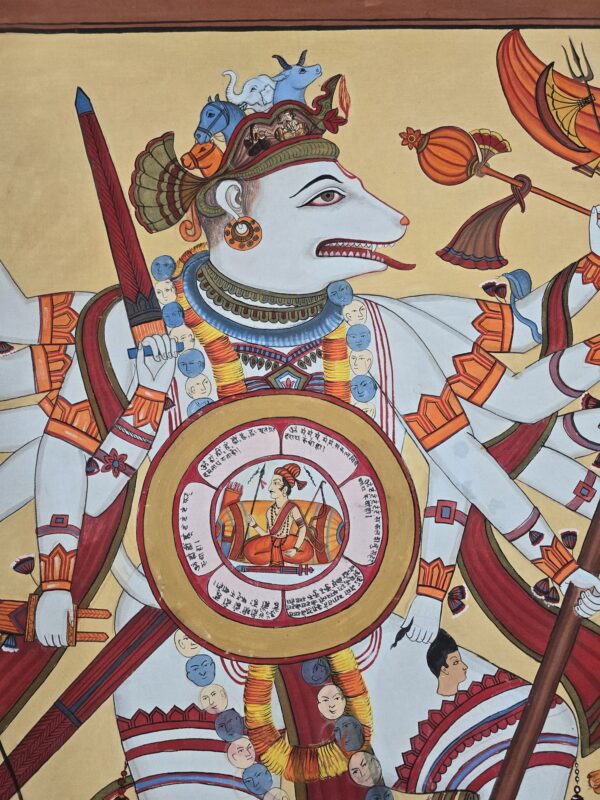 Vintage Hand painting on cloth hanuman ji rudra avtar - Image 4
