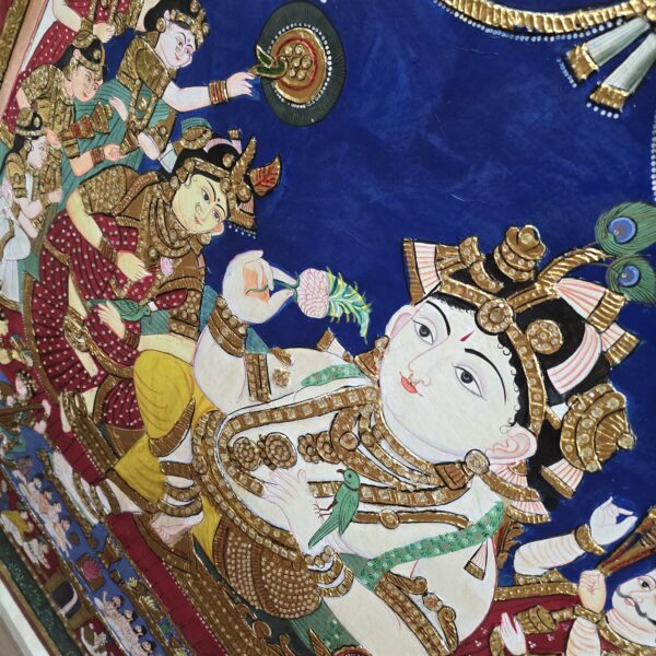 Krishna darbar Tanjore painting - Image 3