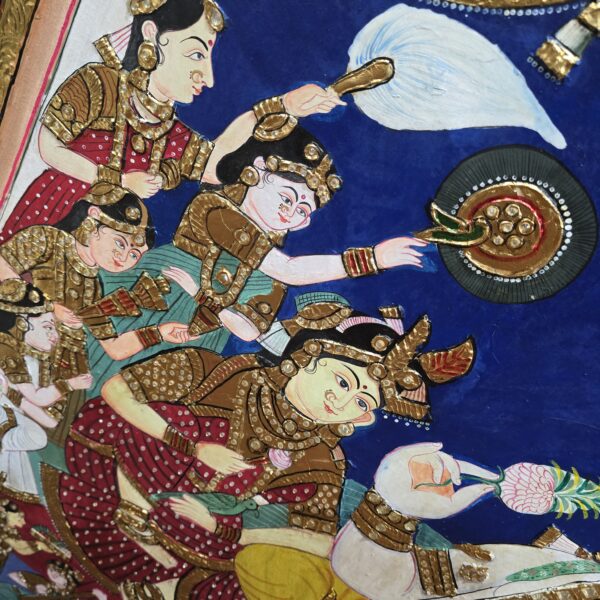 Krishna darbar Tanjore painting - Image 4