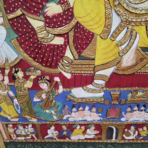 Krishna darbar Tanjore painting - Image 5