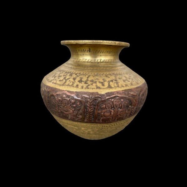 19th Century Ganga Jamni Lotha Vessel from Gujarat (8 Inches)