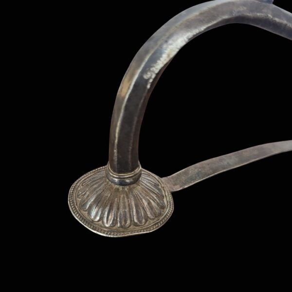 Antique Silver Aarti Lamp with Long Handle – 6 Wick Design - Image 3