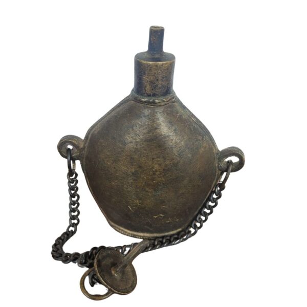 Antique Brass Gunpowder Flask (Baarood Dani) – 6x4 Inches - Image 4
