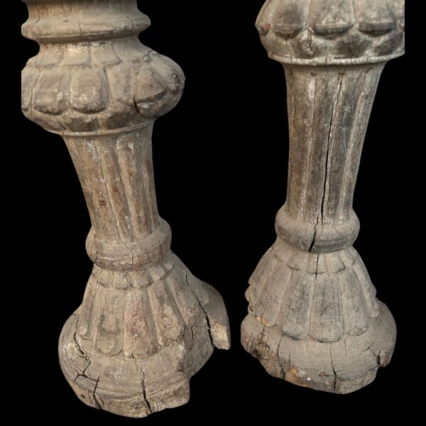 Royal Mughal Era Hand-Carved Wooden Bed Legs – Set of 4 - Image 3