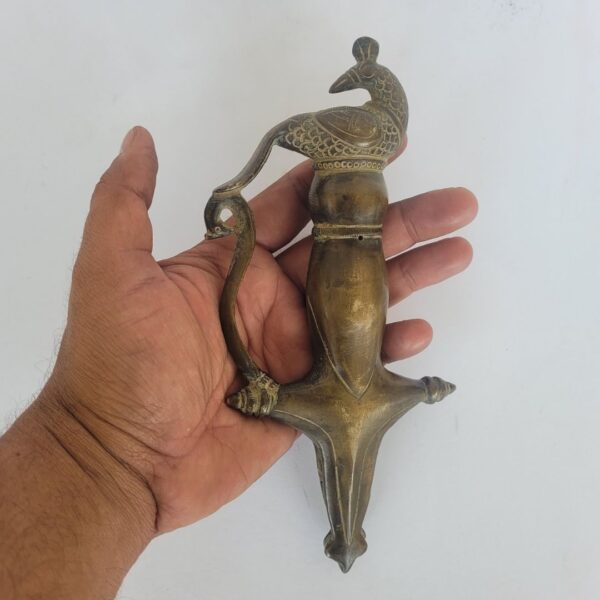 Antique Solid Brass Sword Hilt from Deccan Region – 8" - Image 4