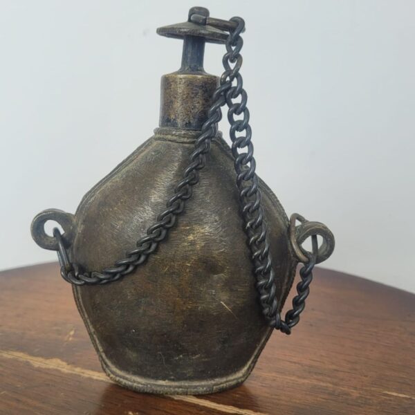 Antique Brass Gunpowder Flask (Baarood Dani) – 6x4 Inches - Image 3