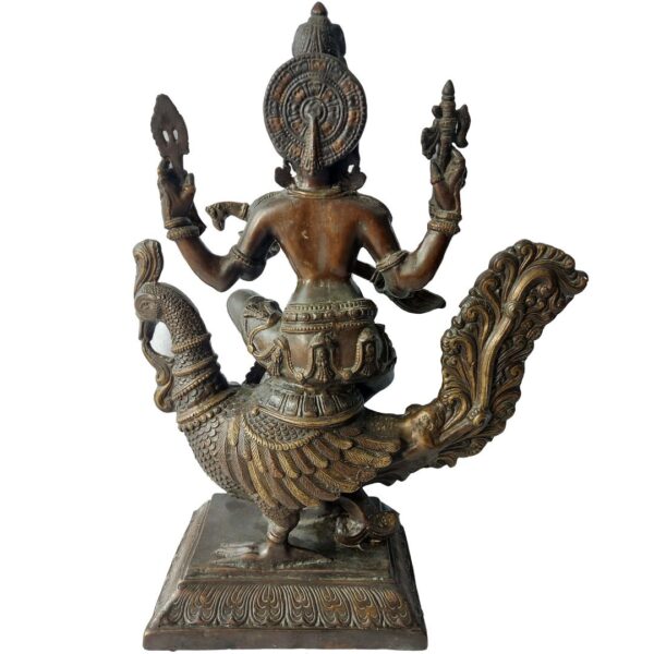 Large Vintage Brass Saraswati Statue – 34.5kg | 78cm x 60cm - Image 5
