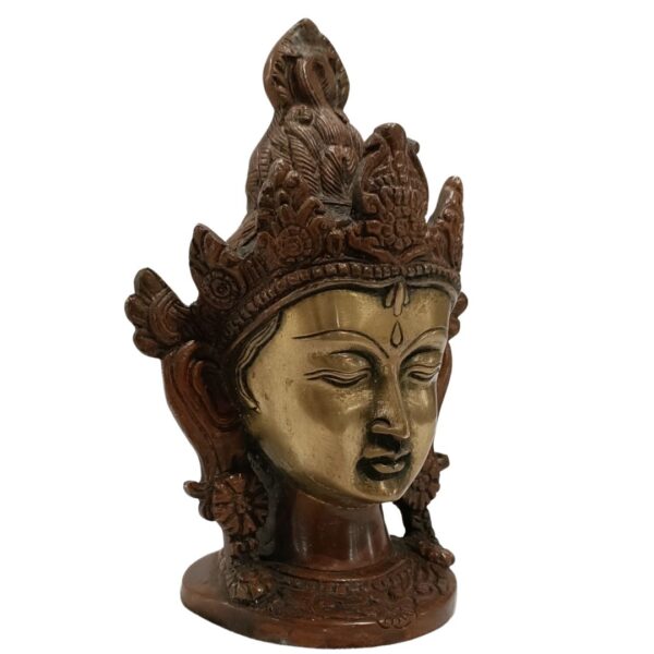 Elegant Bronze Tara Devi Head – Exquisite Spiritual Sculpture - Image 4