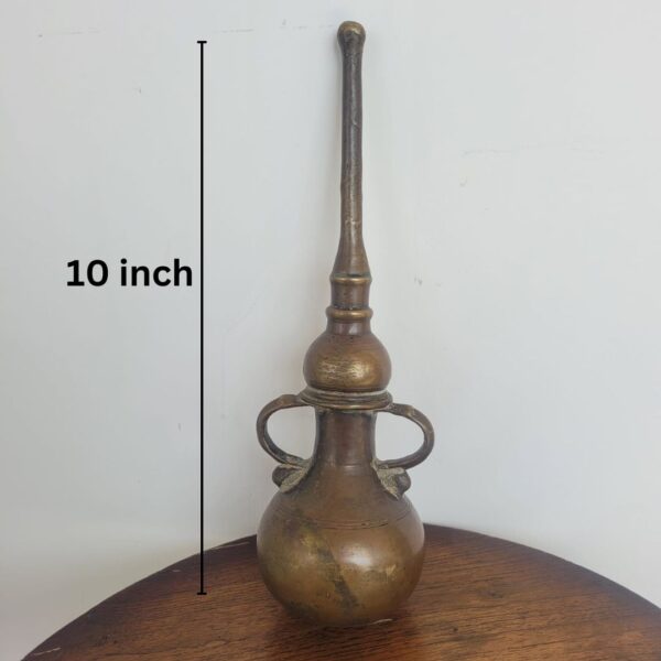 Antique South Indian Brass Oil Dispenser – 10 Inches - Image 2