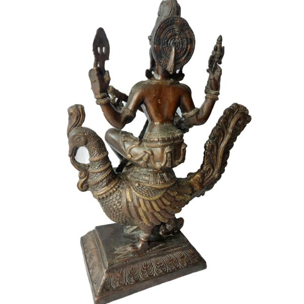 Large Vintage Brass Saraswati Statue – 34.5kg | 78cm x 60cm - Image 4