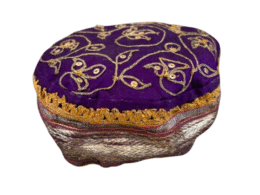 Antique North Indian Real Silver Zari Topi – Hand-Embroidered Royal Cap