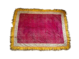 Royal Antique Textile with Gold Block Print & Silver Embellishments – 6x5 Feet
