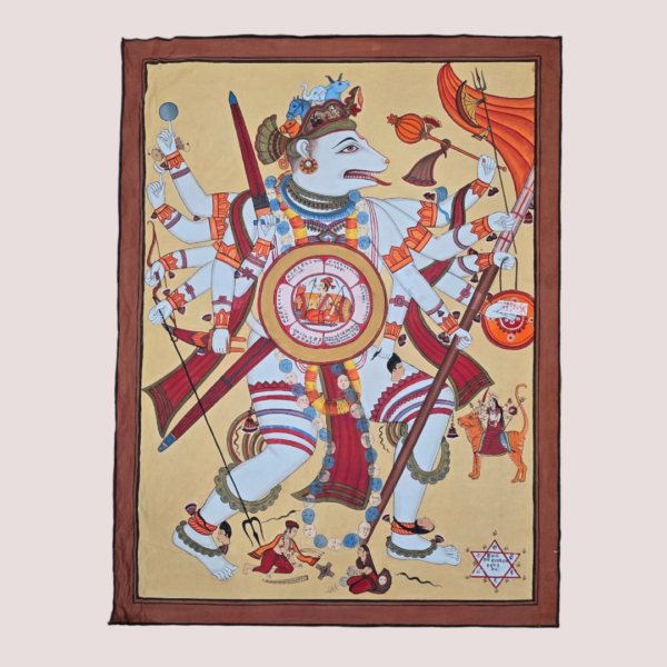 Vintage Hand painting on cloth hanuman ji rudra avtar