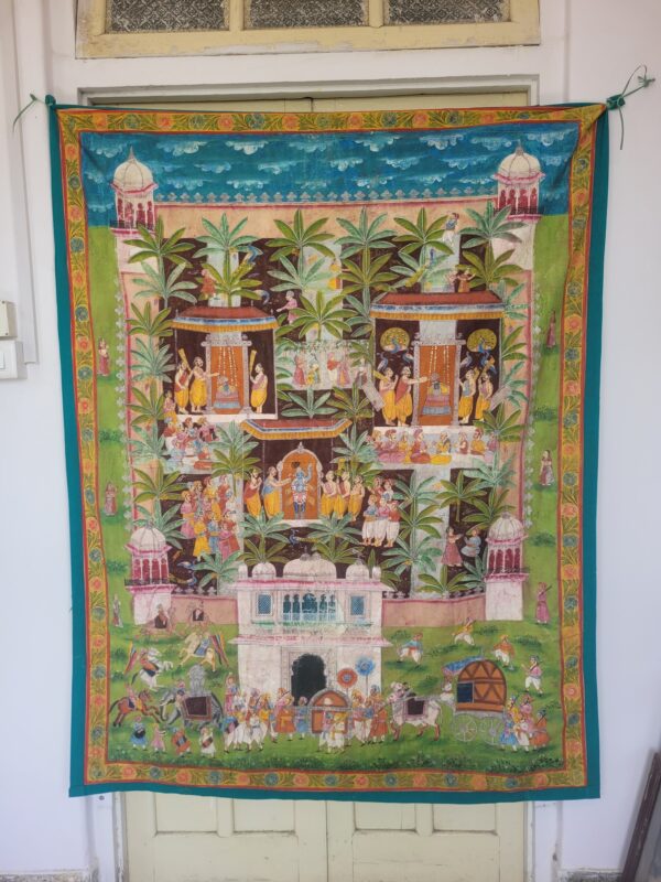 Vintage Nathdwara Pichwai Painting on Cloth – 64" x 49" - Image 7