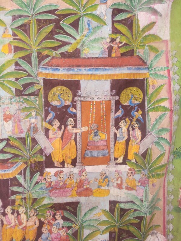 Vintage Nathdwara Pichwai Painting on Cloth – 64" x 49" - Image 5