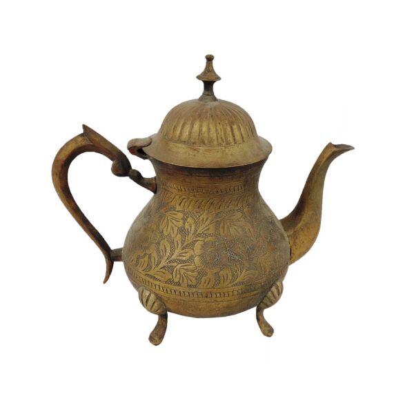 Vintage Handcrafted Brass Teapot with Intricate Engravings | 750g | 20x13x19 cm