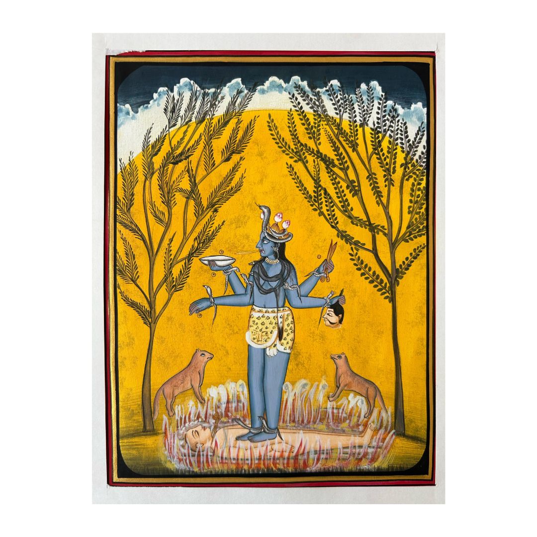 Vintage Indian Miniature Painting of Maa Tara Natural Stone Colors on Wasli | 9x6 Inches