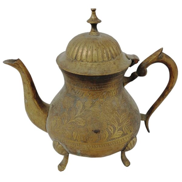 Vintage Handcrafted Brass Teapot with Intricate Engravings | 750g | 20x13x19 cm - Image 2