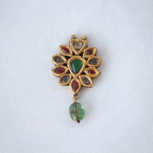 Vintage Pendant with Precious Stones and Emerald Drop