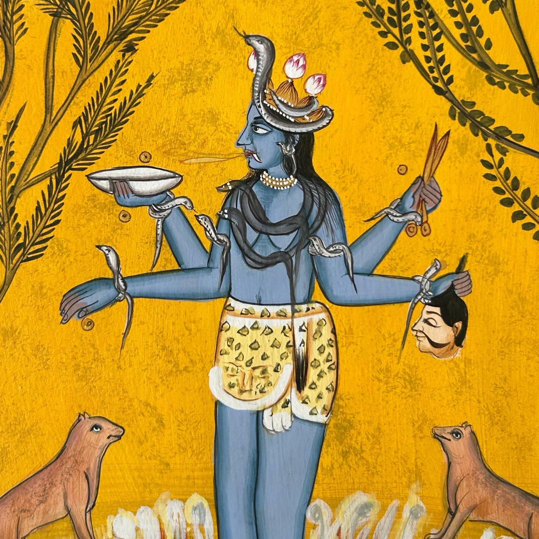 Vintage Indian Miniature Painting of Maa Tara Natural Stone Colors on Wasli | 9x6 Inches - Image 2