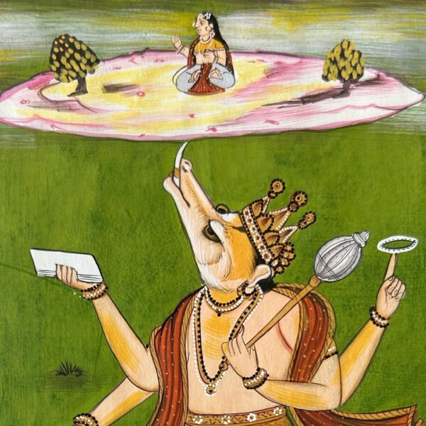 Vintage Indian Miniature Painting of Varaha Avatar – Handmade on Wasli Paper | 9x6 inch - Image 4