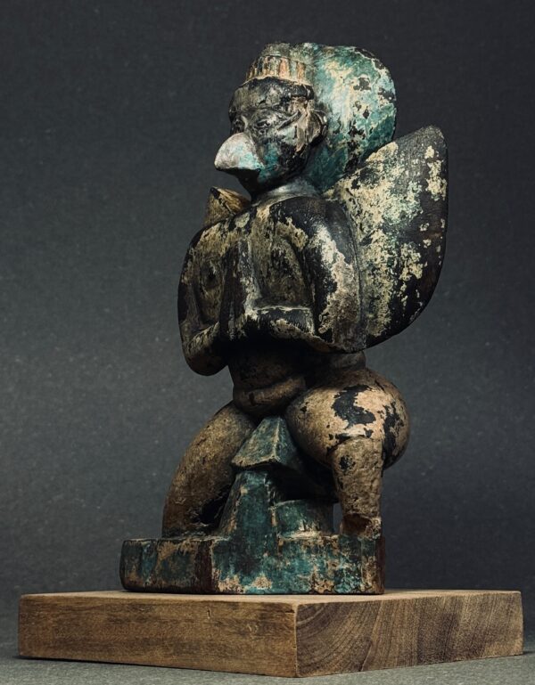 Antique wooden Garuda Figure Polychromed. Mounted on a wooden Base. - Image 2