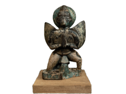 Antique wooden Garuda Figure Polychromed. Mounted on a wooden Base.