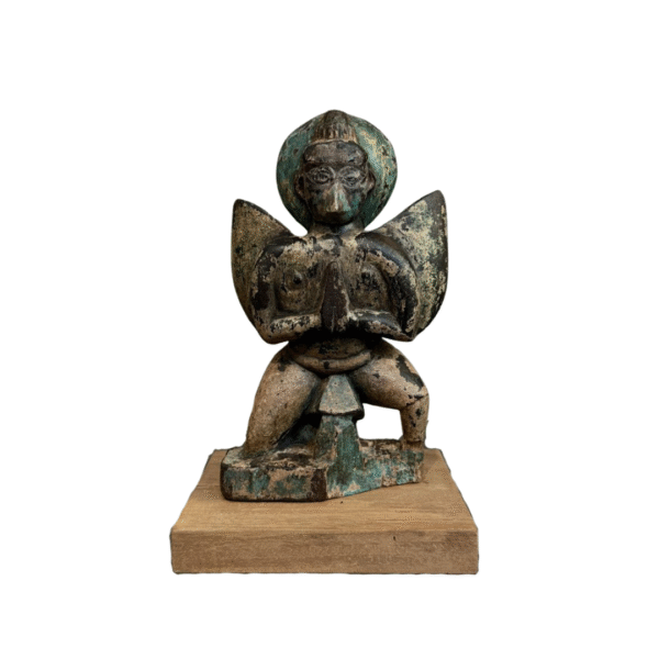 Antique wooden Garuda Figure Polychromed. Mounted on a wooden Base.