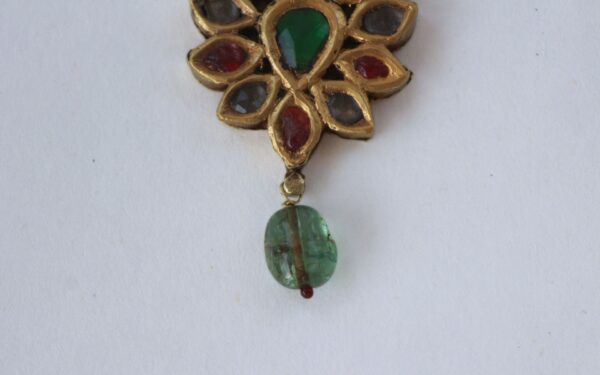 Vintage Pendant with Precious Stones and Emerald Drop - Image 2