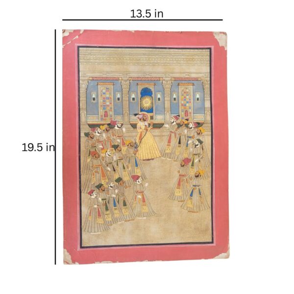 Royal Durbar Celebration | Vintage Indian Miniature Painting with Real Gold Work | 19.5 x 13.5 in - Image 2