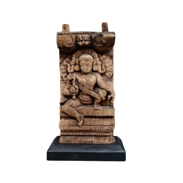 Antique Wooden Panel of Lord Vishnu – (13" H)