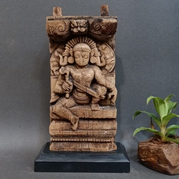 Antique Wooden Panel of Lord Vishnu – (13" H) - Image 6