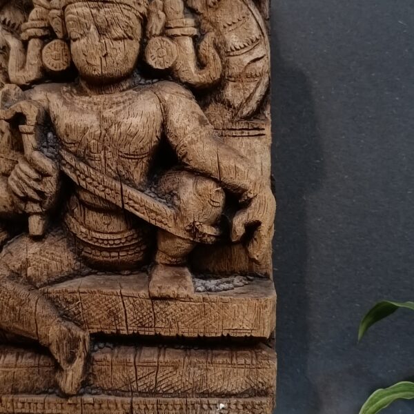 Antique Wooden Panel of Lord Vishnu – (13" H) - Image 5