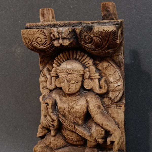 Antique Wooden Panel of Lord Vishnu – (13" H) - Image 3