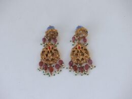 Vintage Earrings with Uncut Diamonds and Rubies and Pearls
