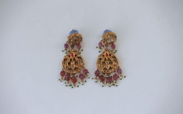 Vintage Earrings with Uncut Diamonds and Rubies and Pearls