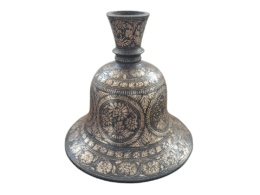 Antique Bidri Hookah Base | Intricate Floral Inlay | 5.5 Inches