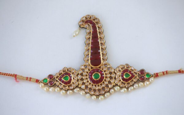 Old Sarpech With Uncut Diamonds, Rubies and Emeralds with Beautiful Enamel at the back - Image 2
