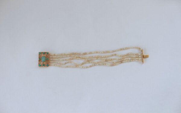 Gold And Turquoise Bracelet with Basra Pearls - Image 5