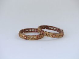 Old Opendable Vintage Bangles with Uncut Diamonds and Enamel