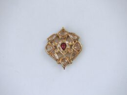 Vintage Uncut Diamonds and Rhodolite Gemstones Pendant With Beautiful Enamel at back side