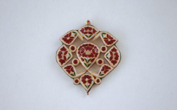 Vintage Uncut Diamonds and Rhodolite Gemstones Pendant With Beautiful Enamel at back side - Image 4
